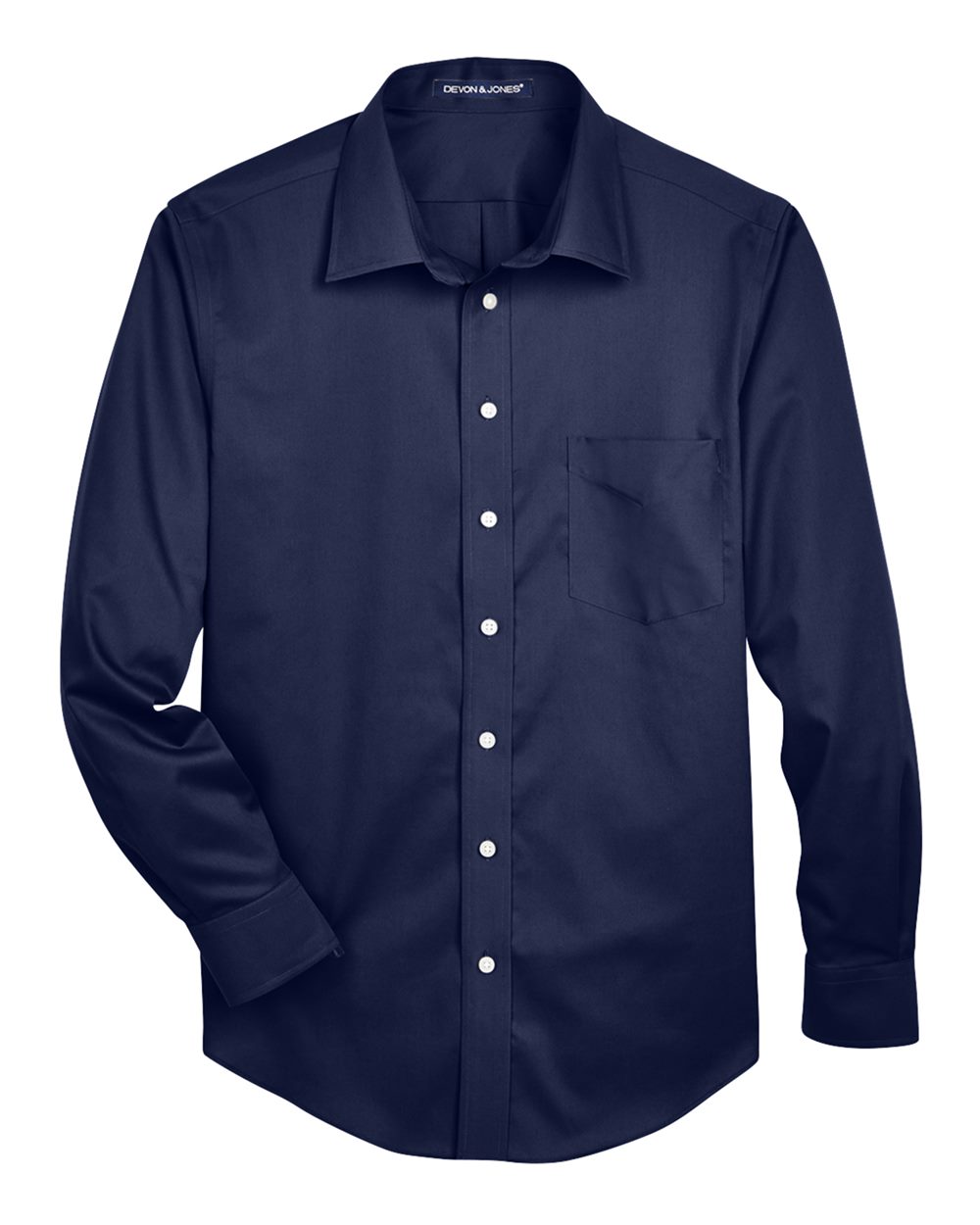 Men's Tall Crown Collection® Solid Stretch Twill Woven Dress Shirt - Front - B675B2656 - Navy