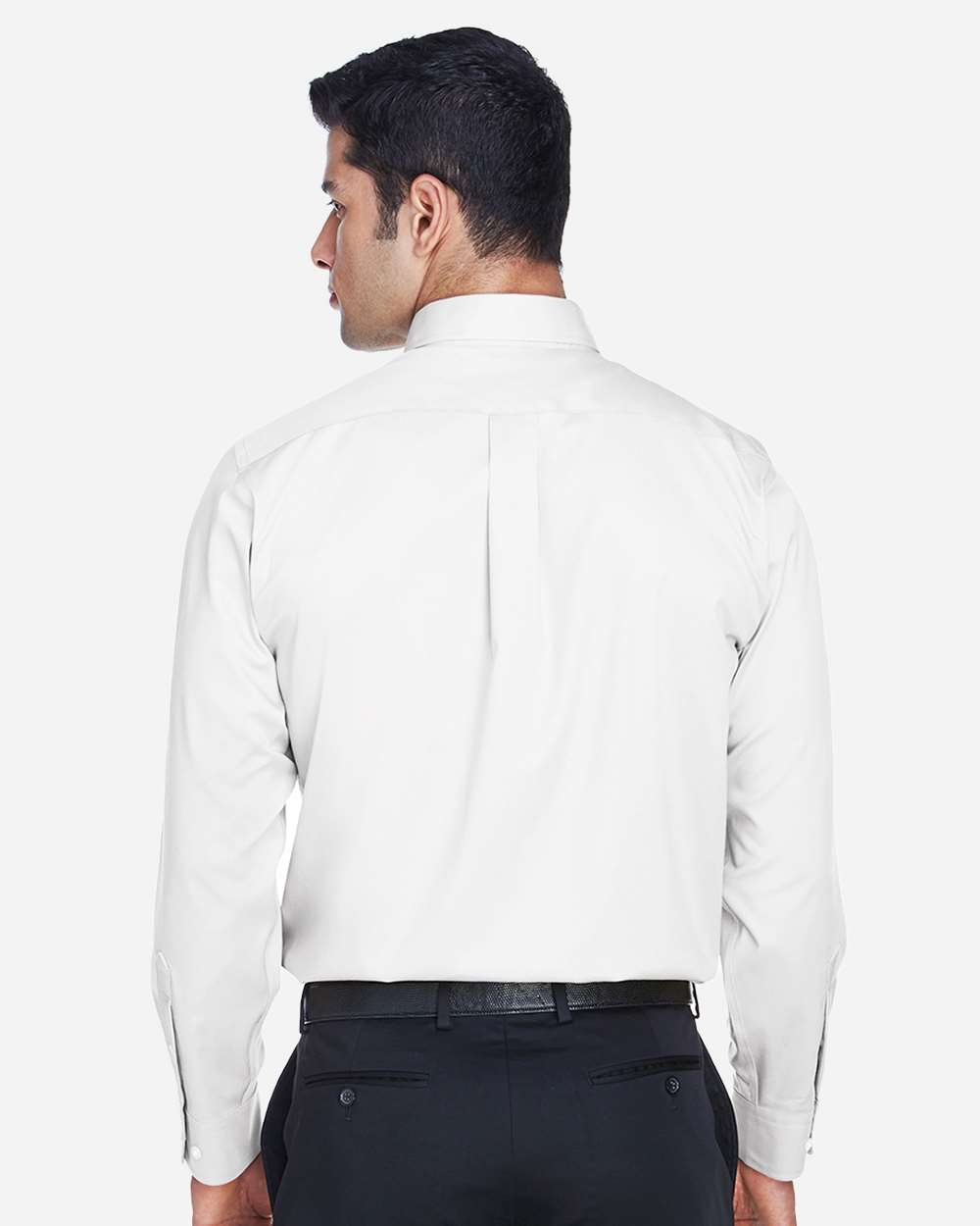 Men's Tall Crown Collection® Solid Stretch Twill Woven Dress Shirt - OnModelBack - B675B2006 - White