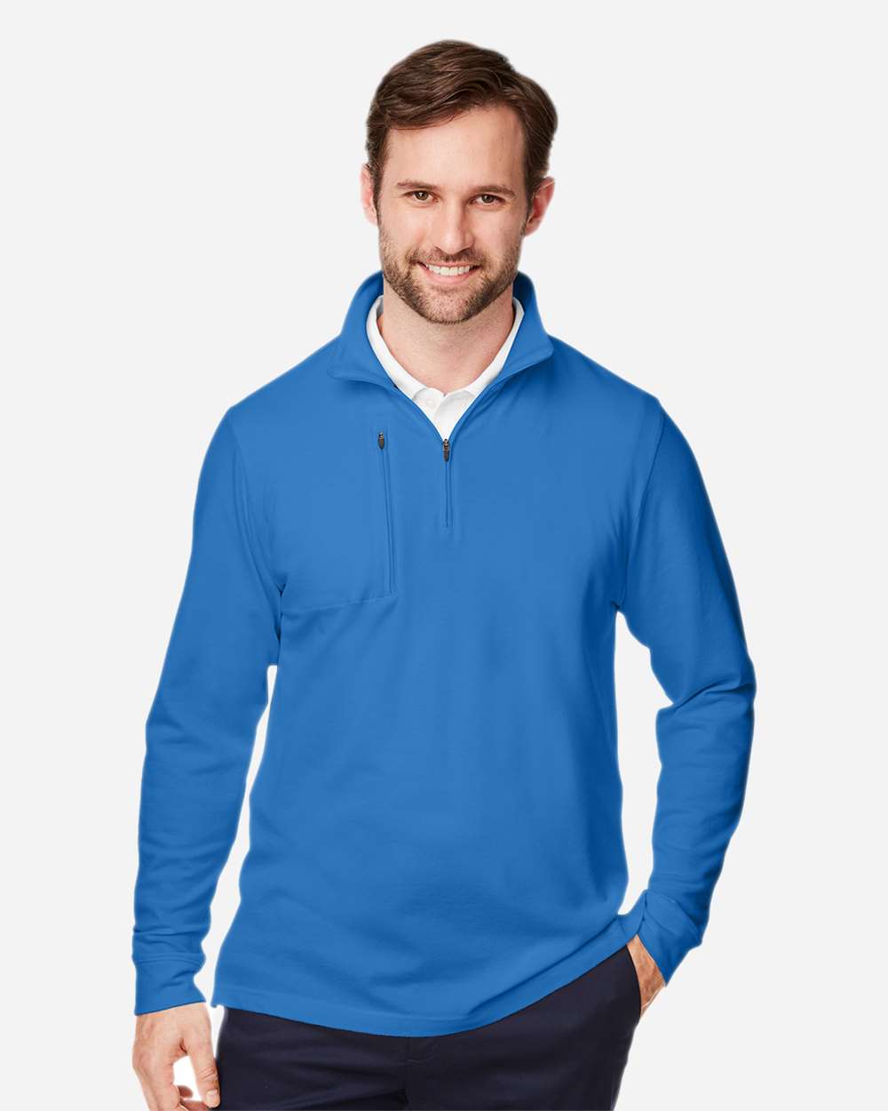 Men's New Classics® Performance Quarter-Zip Pullover - OnModelFront - B648B2253 - French Blue