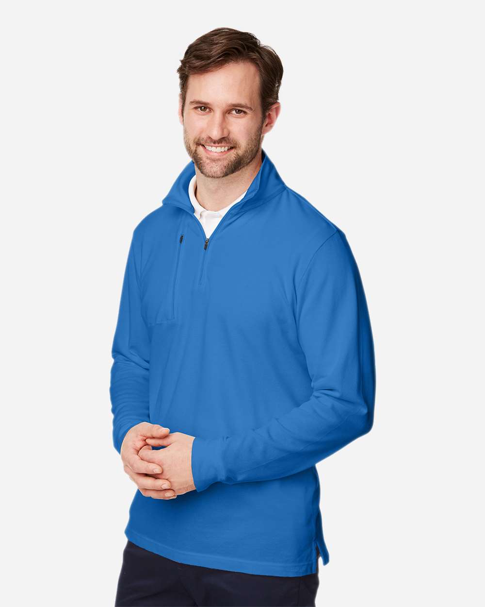 Men's New Classics® Performance Quarter-Zip Pullover - OnModelSide - B648B2253 - French Blue