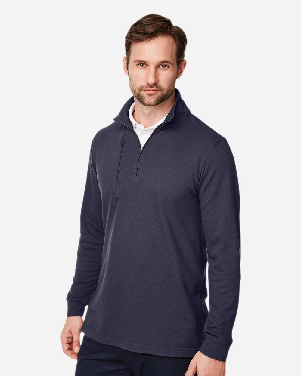 Men's New Classics® Performance Quarter-Zip Pullover - OnModelSide - B648B2653 - Navy
