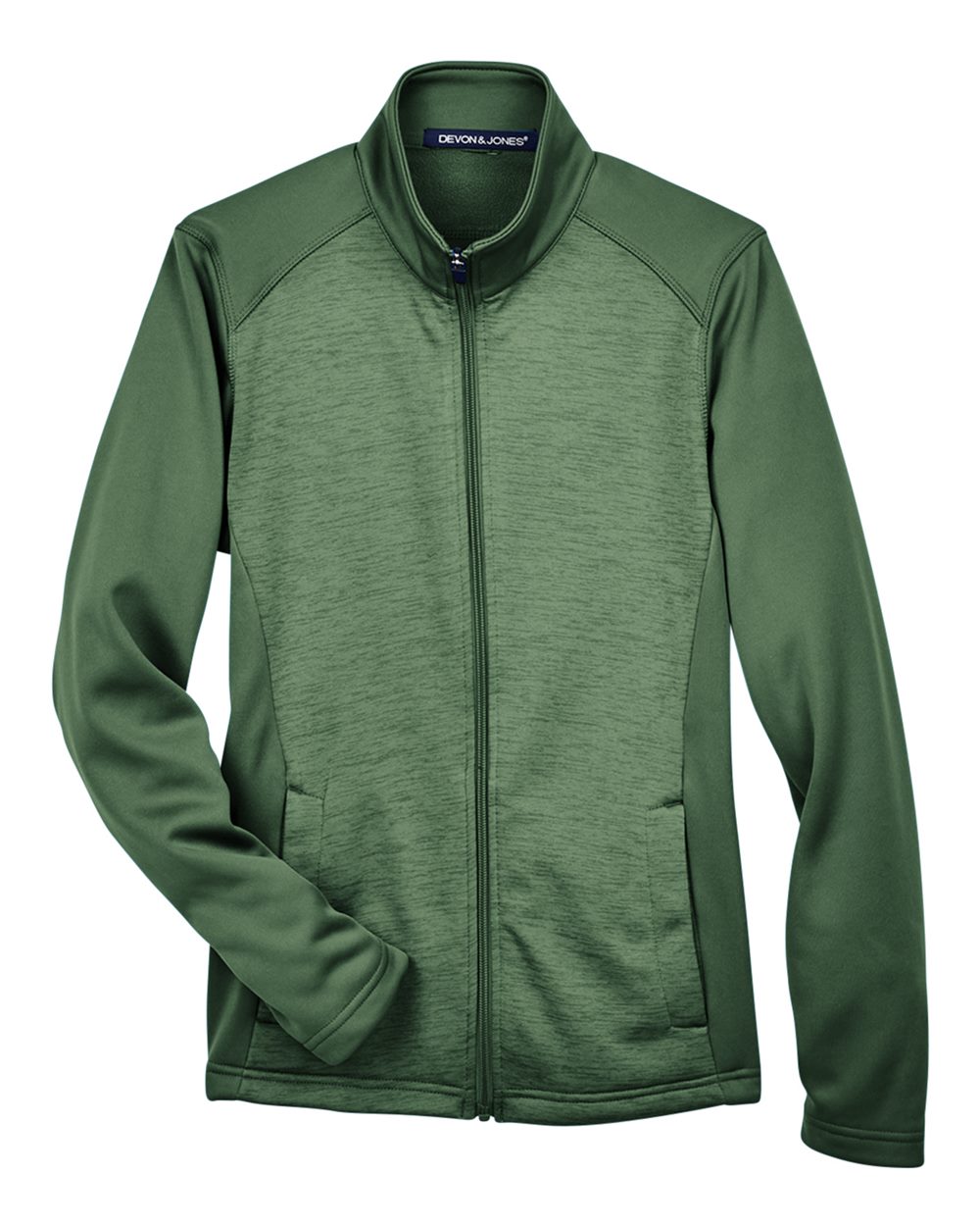 Women's Newbury Colorblock Mélange Fleece Full-Zip Jacket - Front - B713B2542 - Forest/ Forest Heather