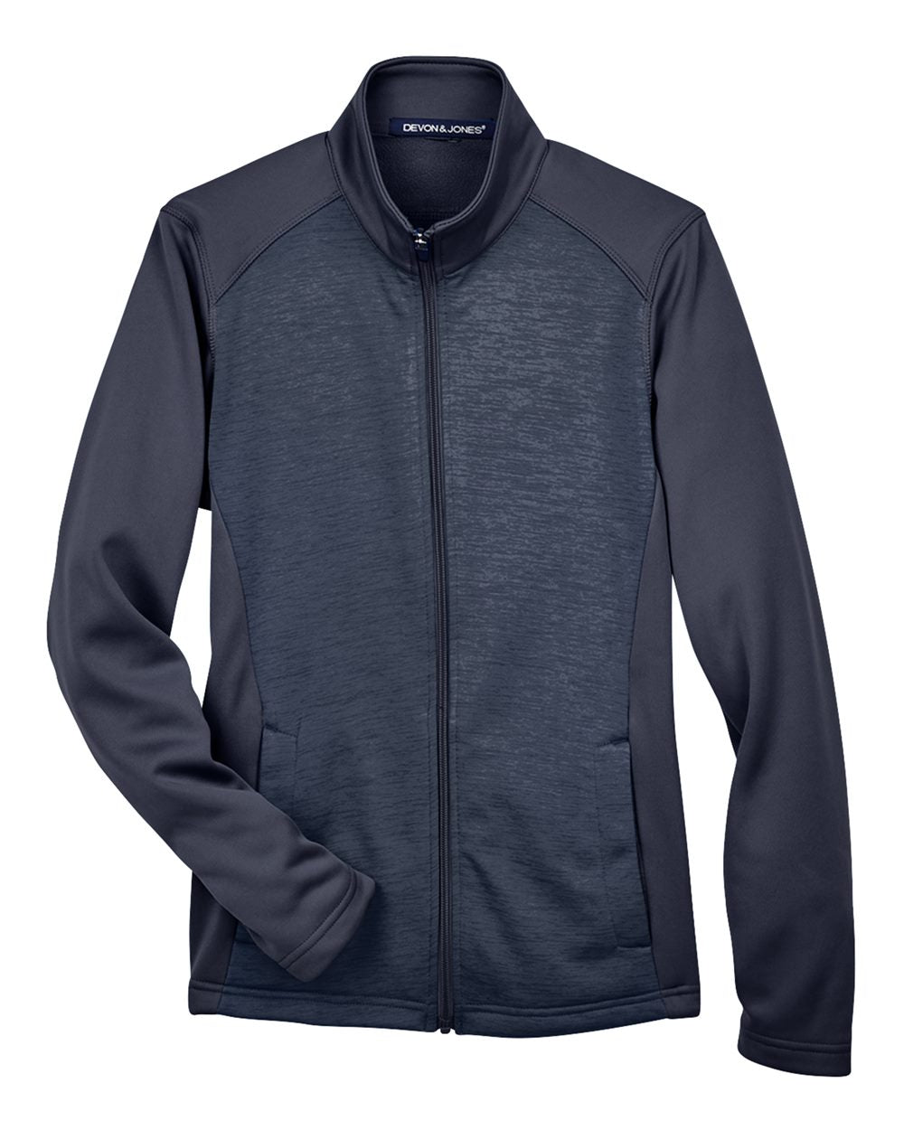 Women's Newbury Colorblock Mélange Fleece Full-Zip Jacket - Front - B713B2652 - Navy/ Navy Heather