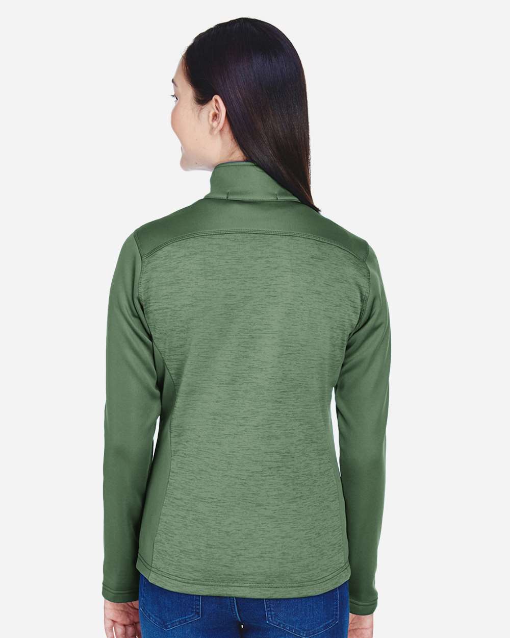 Women's Newbury Colorblock Mélange Fleece Full-Zip Jacket - OnModelBack - B713B2542 - Forest/ Forest Heather