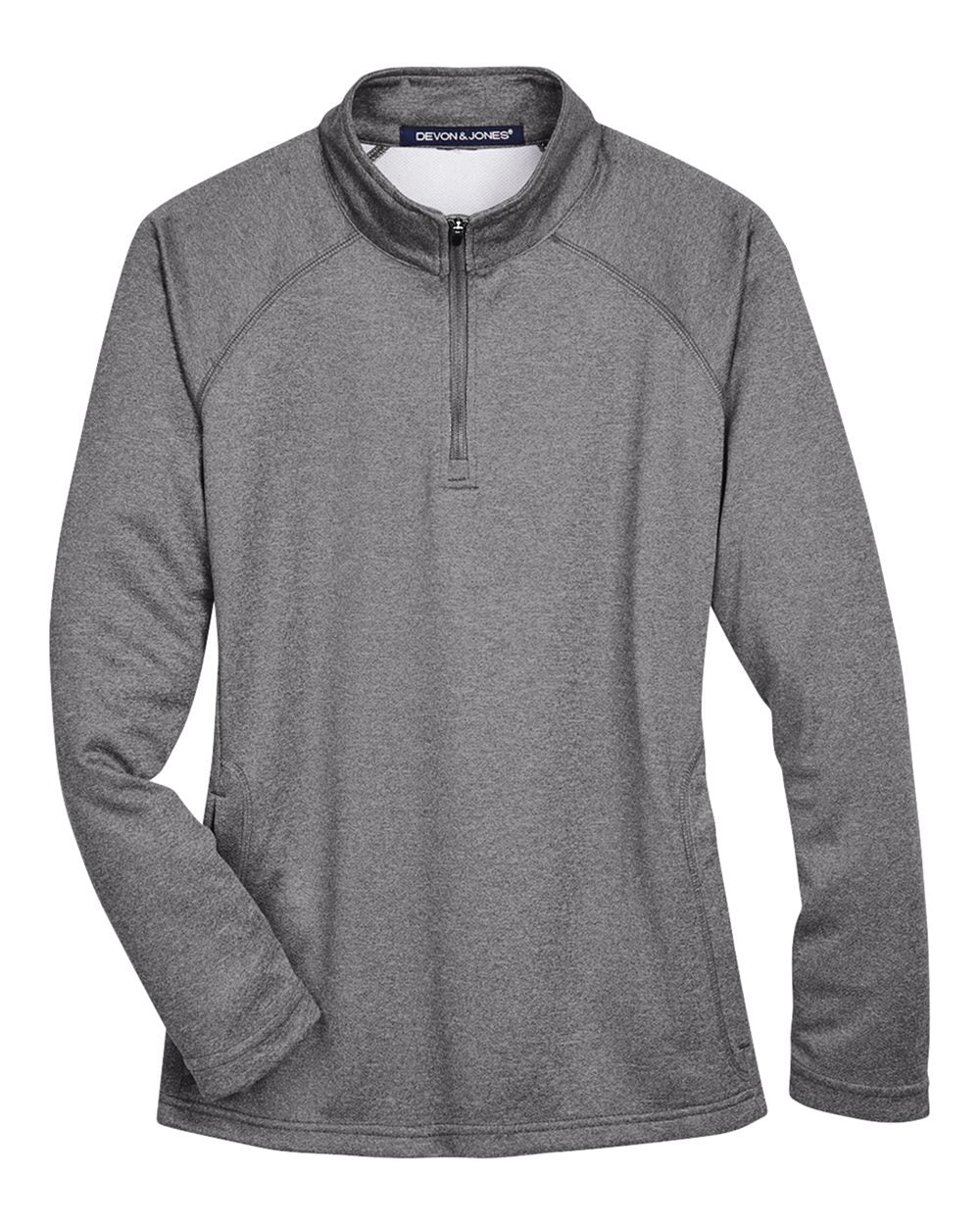 Women's Stretch Tech-Shell® Compass Quarter-Zip Pullover - Front - B657B2353 - Dark Grey Heather