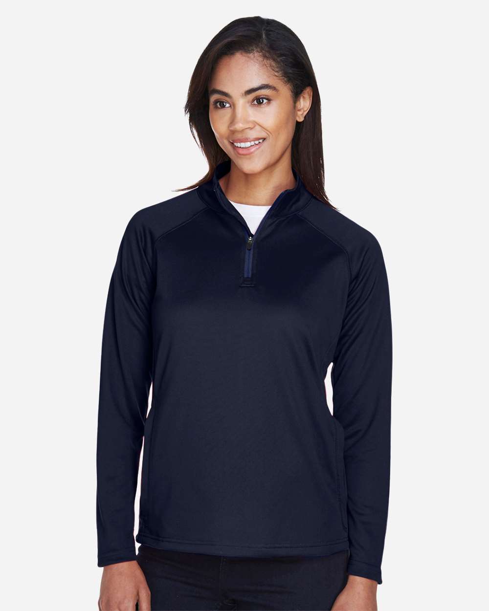 Women's Stretch Tech-Shell® Compass Quarter-Zip Pullover - OnModelFront - B657B2653 - Navy