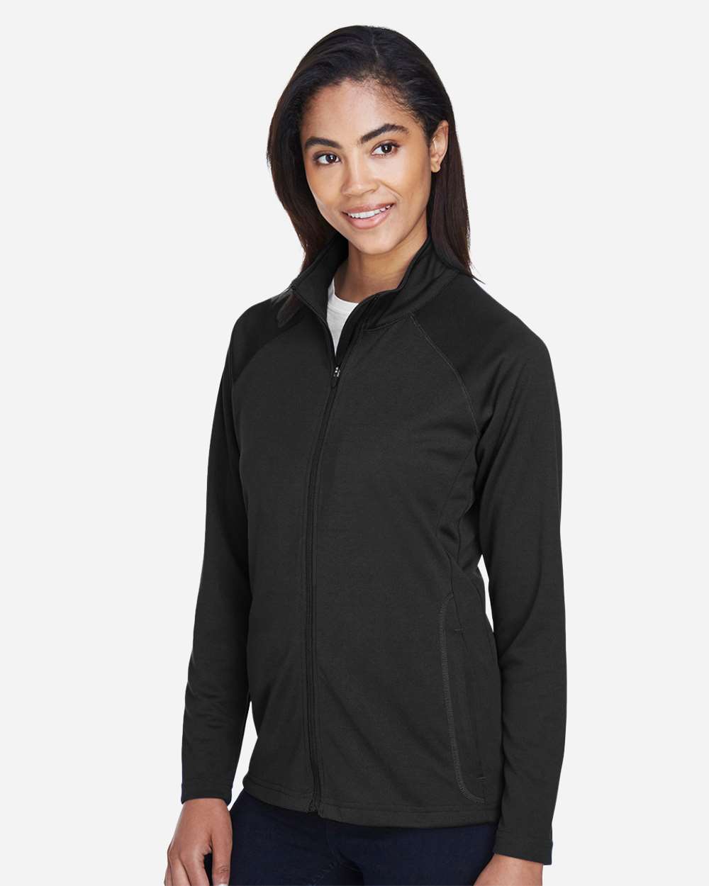 Women's Stretch Tech-Shell® Compass Full-Zip Jacket - OnModelSide - B653B2503 - Black