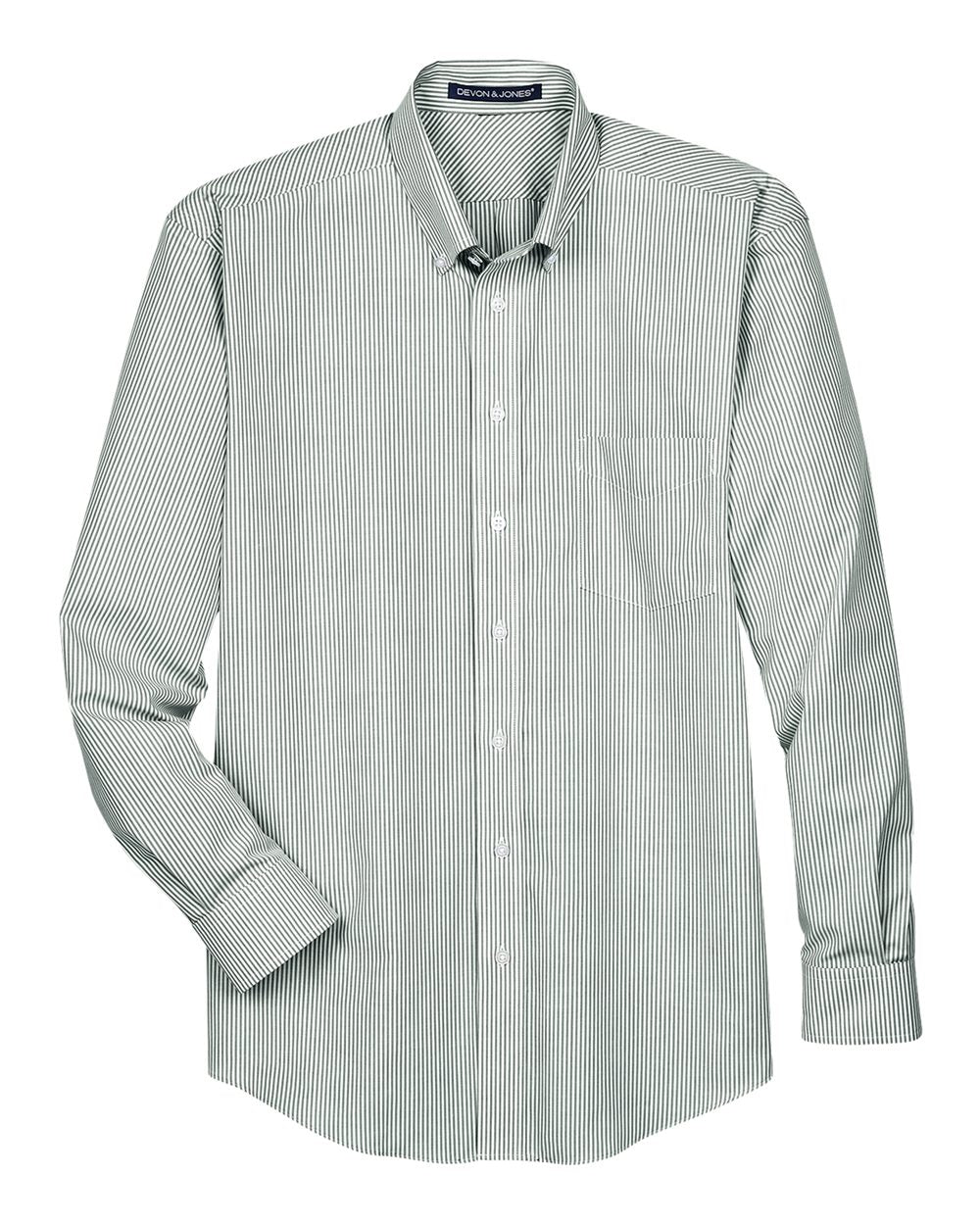 Men's Crown Collection® Banker Stripe Woven Dress Shirt - Front - B606B2663 - Dill