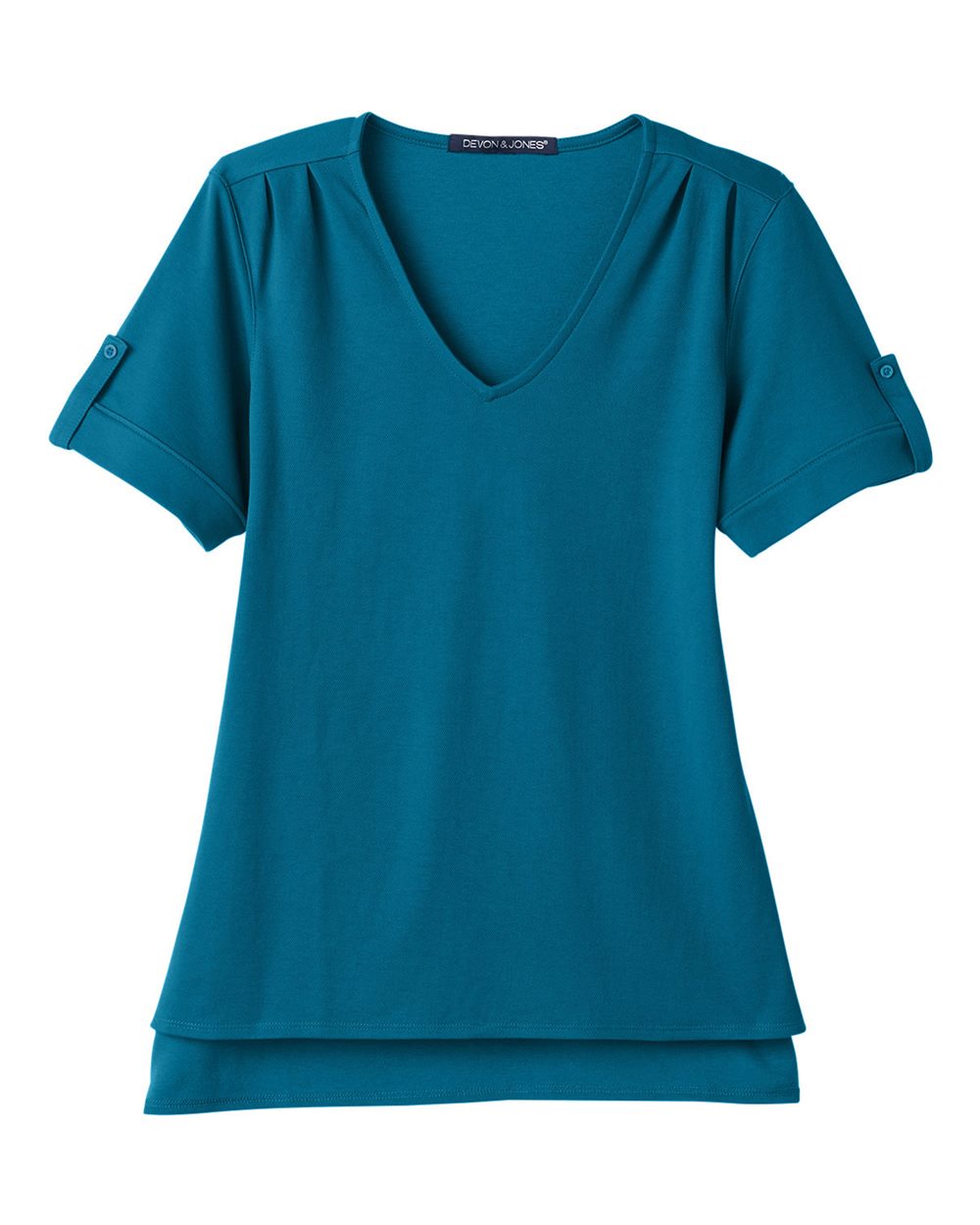 Women's CrownLux Performance® Plaited Rolled Sleeve Shirt - Front - B641B2782 - Dark Teal