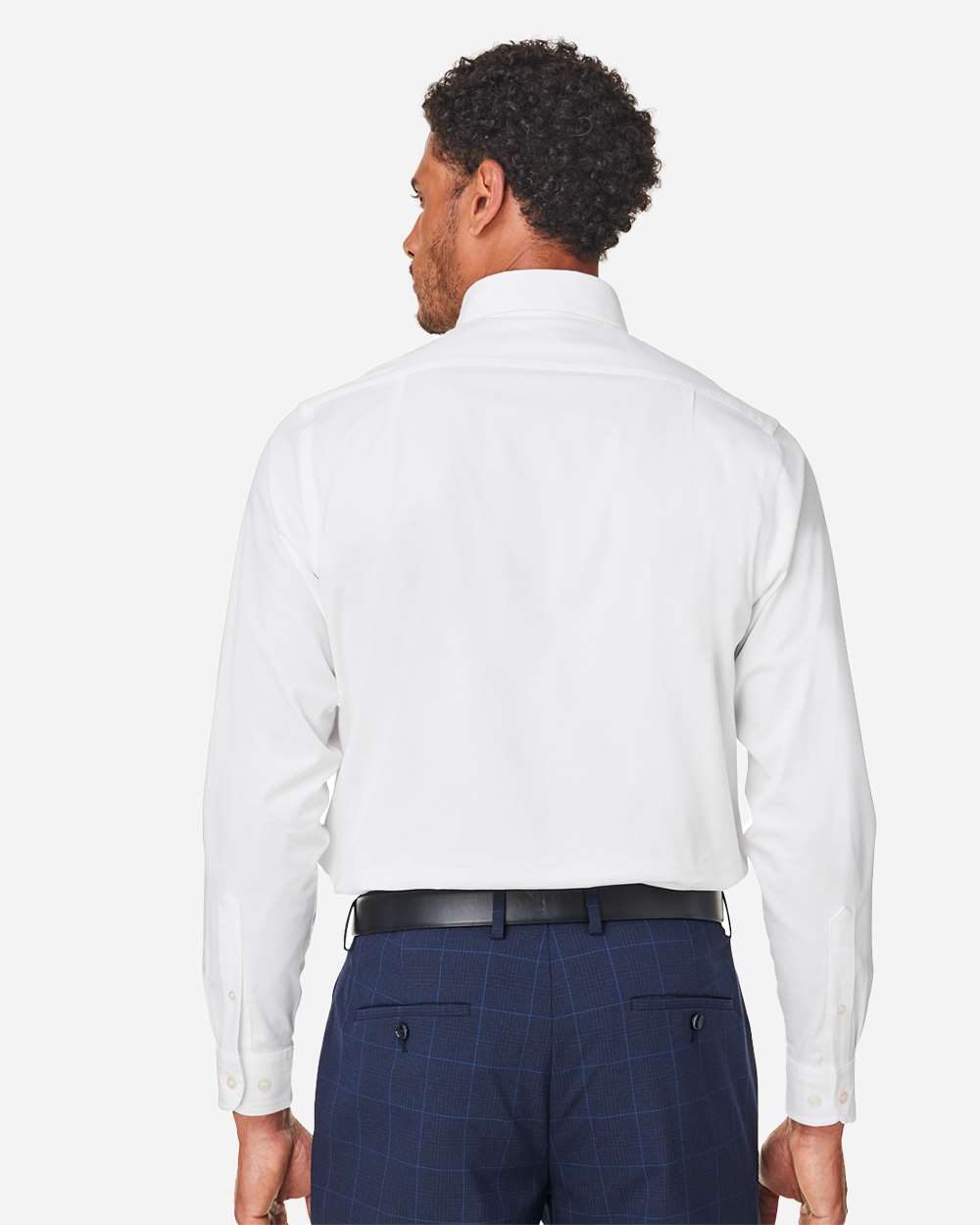 Men's CrownLux Performance® Spencer Poplin Dress Shirt - OnModelBack - B669B2003 - White