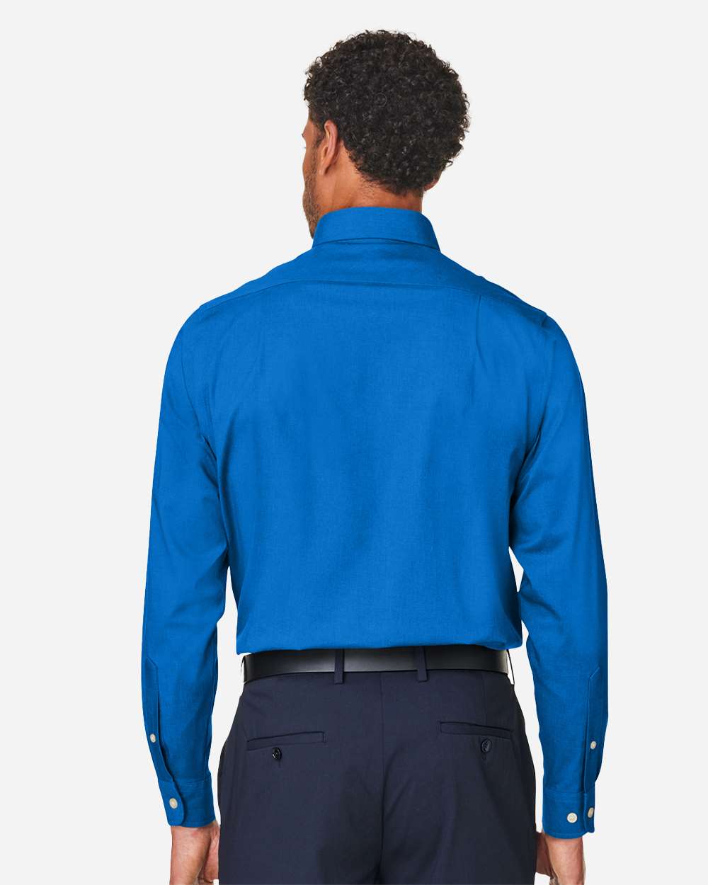 Men's CrownLux Performance® Spencer Poplin Dress Shirt - OnModelBack - B669B2253 - French Blue Melange