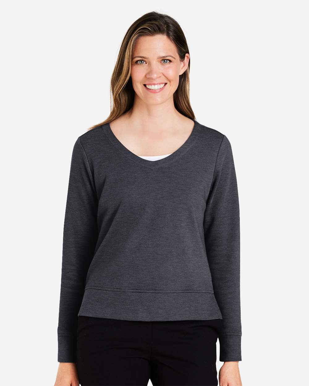 Women's New Classics® Charleston Pullover - OnModelFront - B668B2502 - Black Melange
