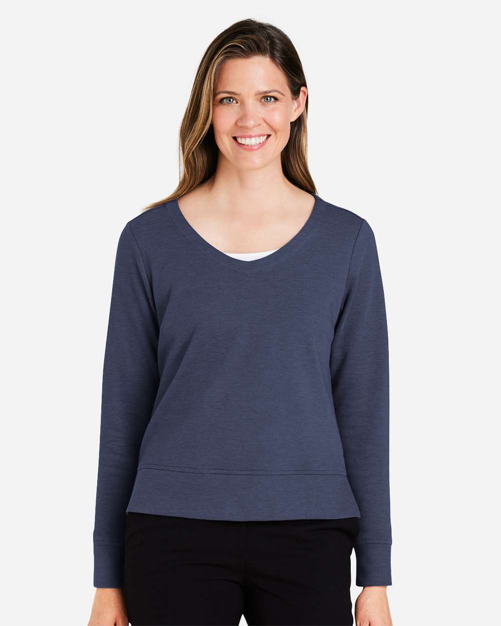 Women's New Classics® Charleston Pullover - OnModelFront - B668B2652 - Navy Melange