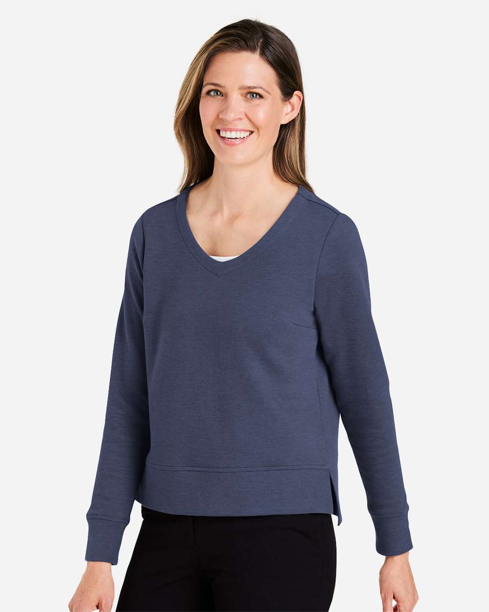 Women's New Classics® Charleston Pullover - OnModelSide - B668B2652 - Navy Melange