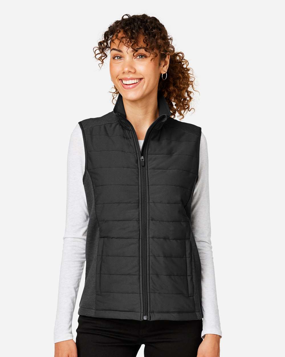 Women's New Classics® Charleston Hybrid Vest - OnModelFront - B700B2502 - Black/ Melange Black