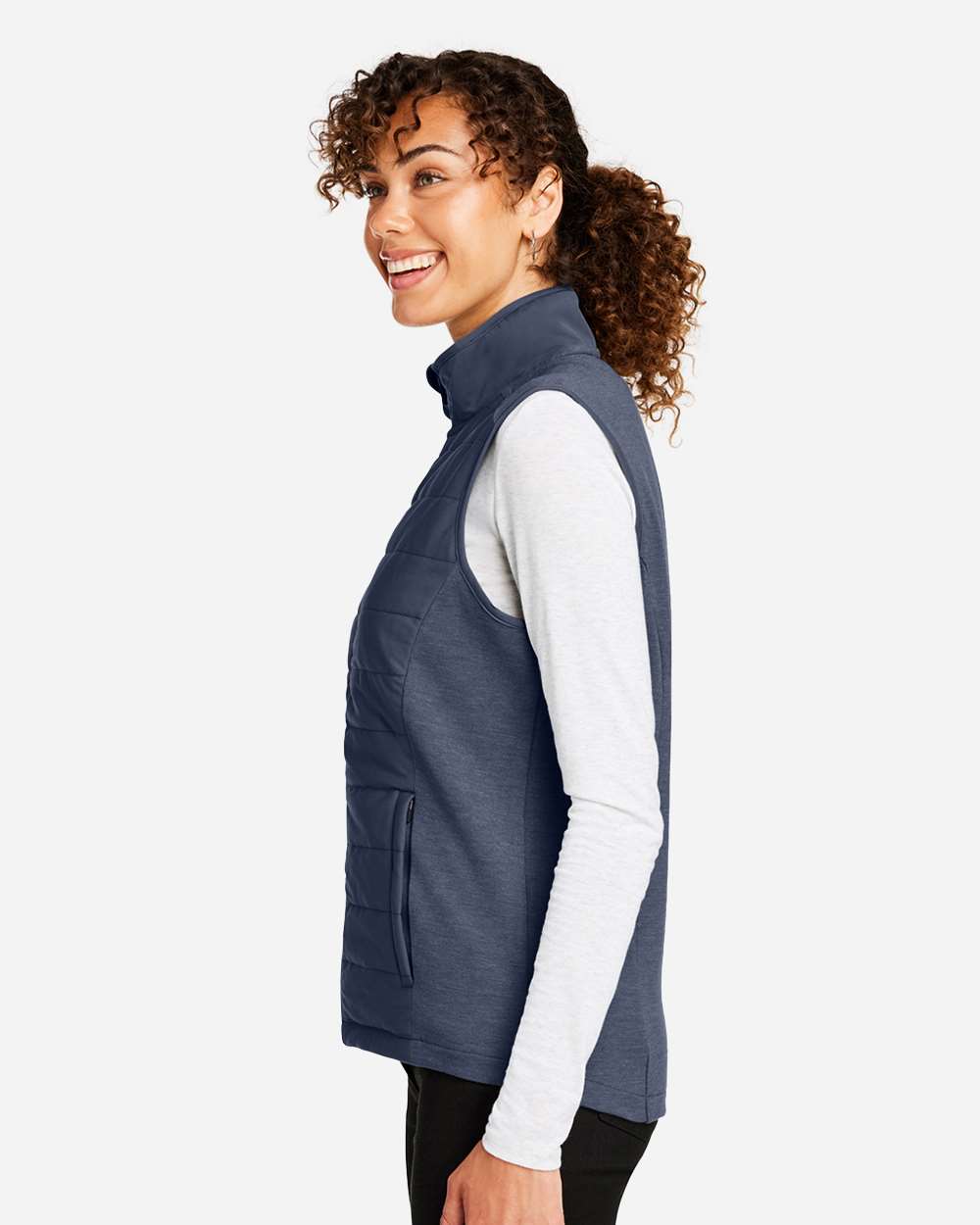 Women's New Classics® Charleston Hybrid Vest - OnModelSide - B700B2652 - Navy Melange/ Navy