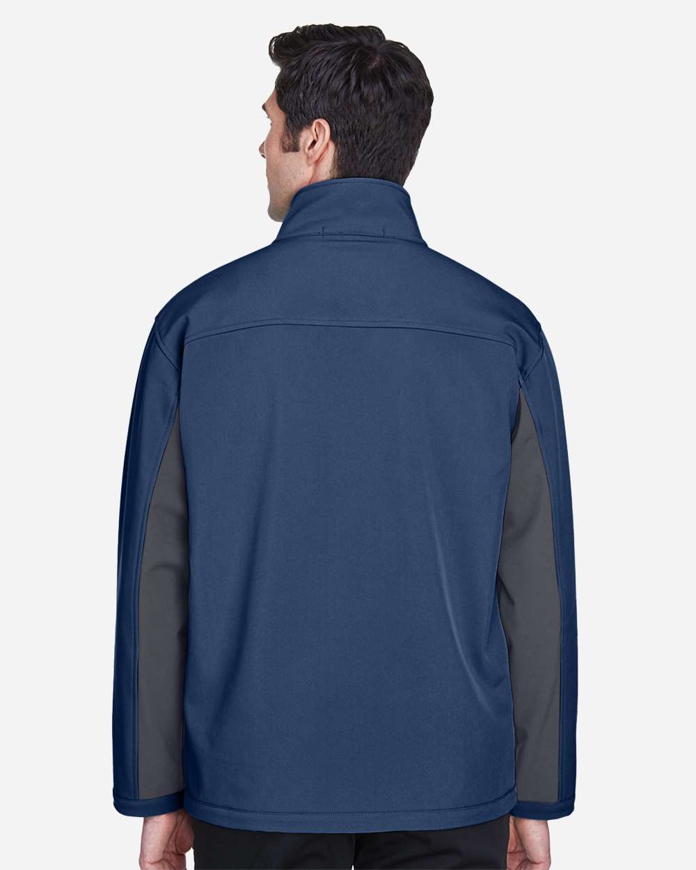 Men's Soft Shell Colorblock Jacket - OnModelBack - B616B2658 - Navy/ Dark Charcoal