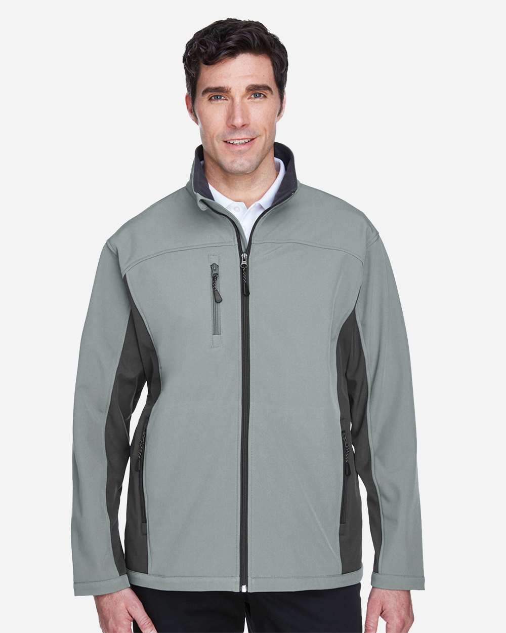 Men's Soft Shell Colorblock Jacket - OnModelFront - B616B2093 - Charcoal/ Dark Charcoal