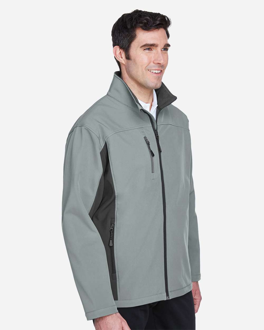 Men's Soft Shell Colorblock Jacket - OnModelSide - B616B2093 - Charcoal/ Dark Charcoal