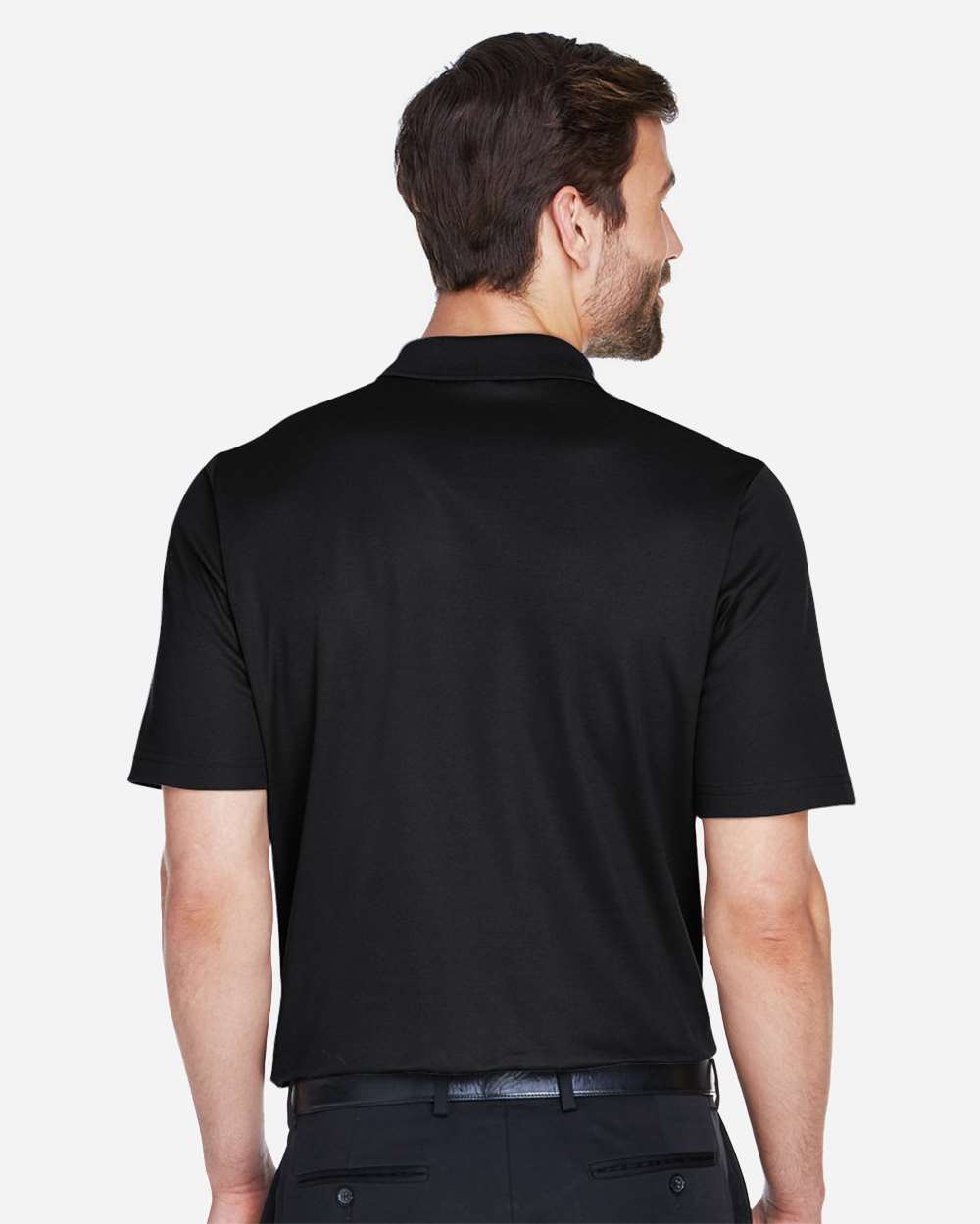 Men's Tall CrownLux Performance® Plaited Polo - OnModelBack - B639B2505 - Black