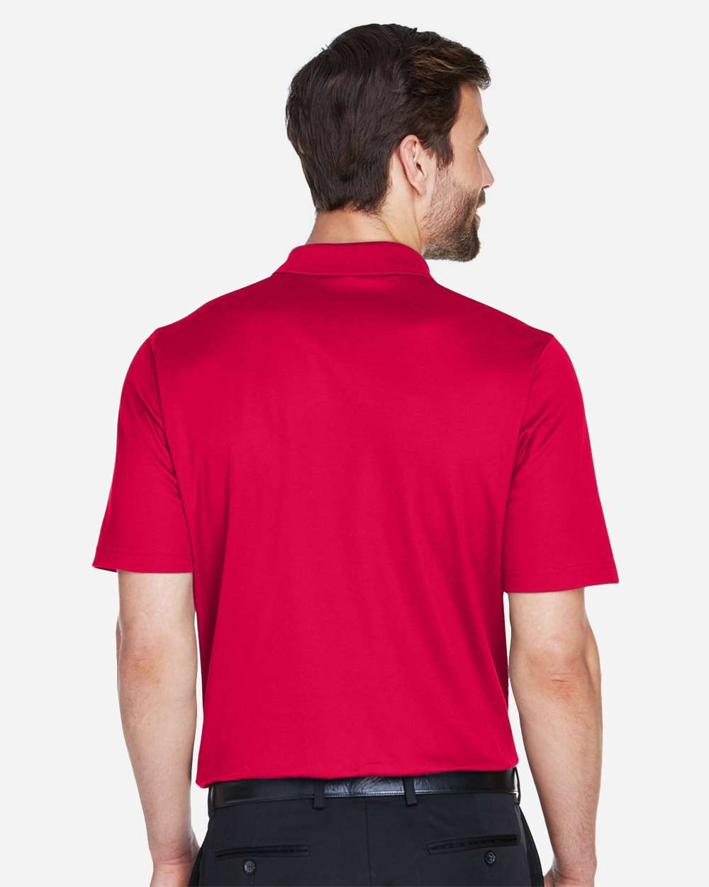 Men's Tall CrownLux Performance® Plaited Polo - OnModelBack - B639B2705 - Red