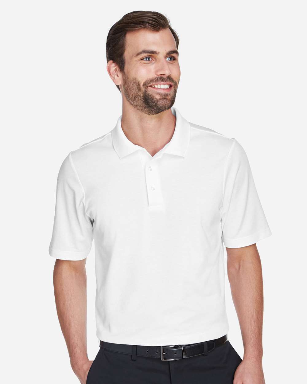 Men's Tall CrownLux Performance® Plaited Polo - OnModelFront - B639B2005 - White