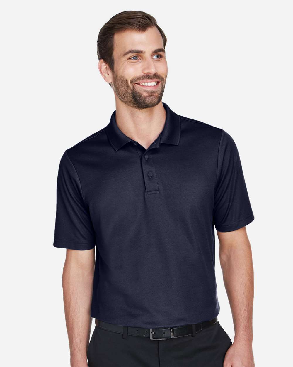 Men's Tall CrownLux Performance® Plaited Polo - OnModelFront - B639B2655 - Navy