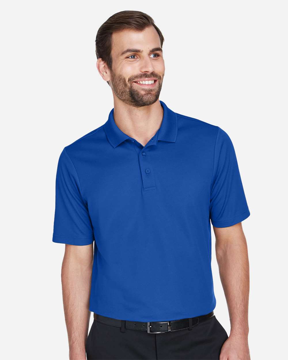 Men's Tall CrownLux Performance® Plaited Polo - OnModelFront - B639B2755 - True Royal