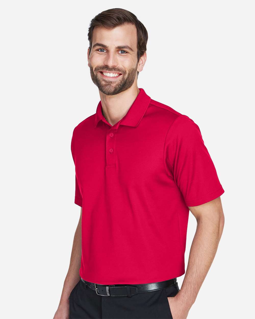 Men's Tall CrownLux Performance® Plaited Polo - OnModelSide - B639B2705 - Red