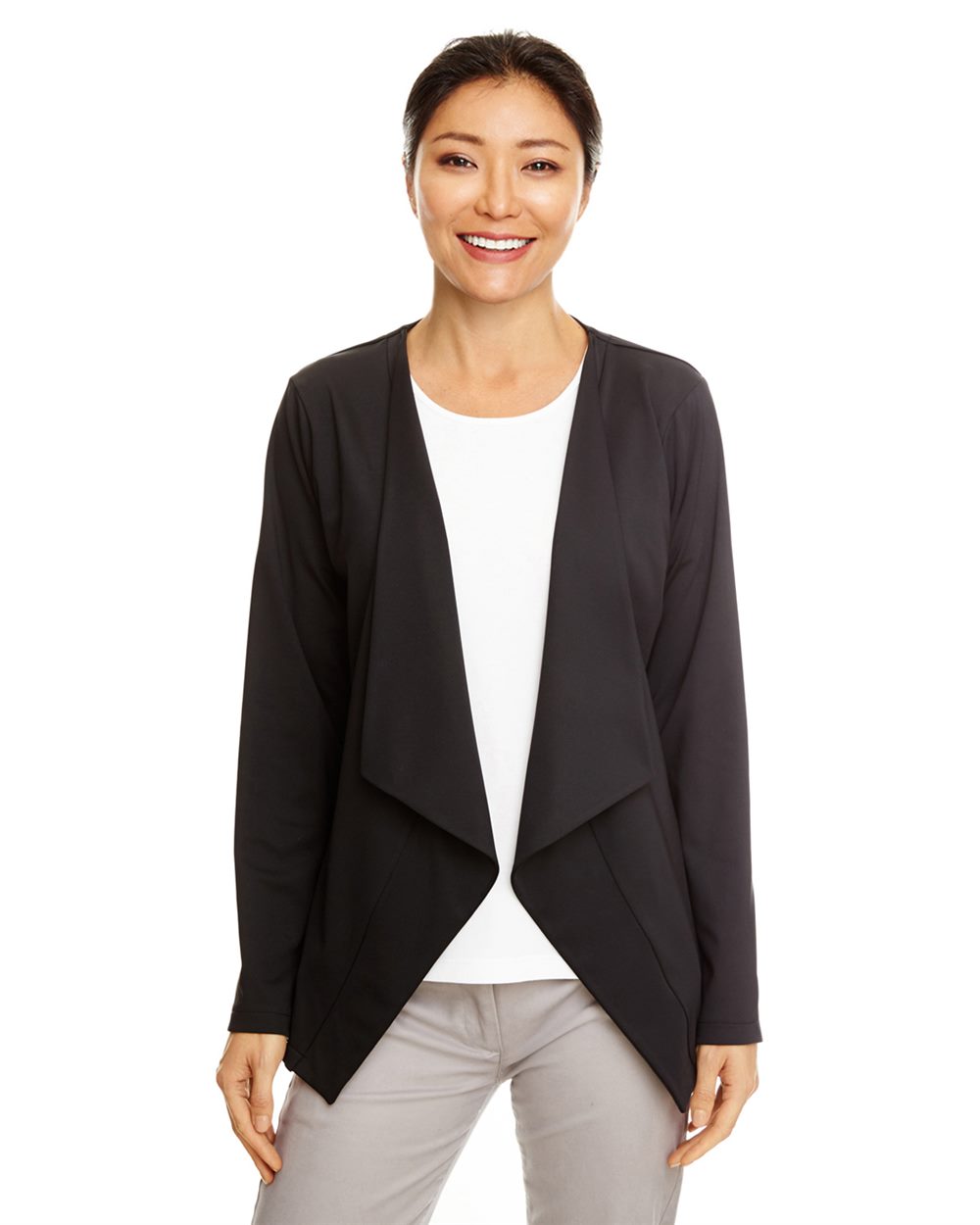 Women's Perfect Fit™ Draped Open Blazer - styleImage