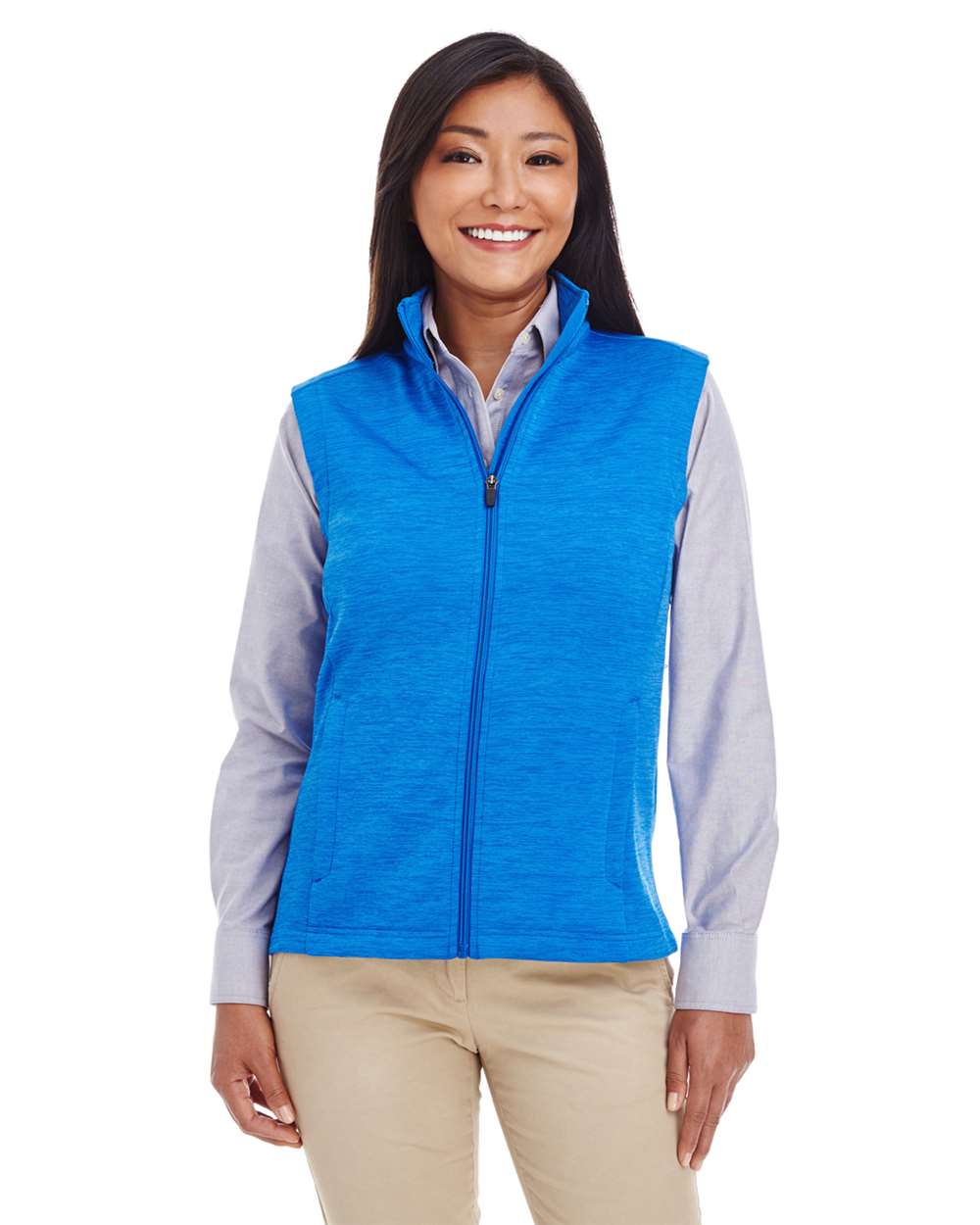Women's Newbury Mélange Fleece Vest - OnModelFront - B813B2253 - French Blue Heather