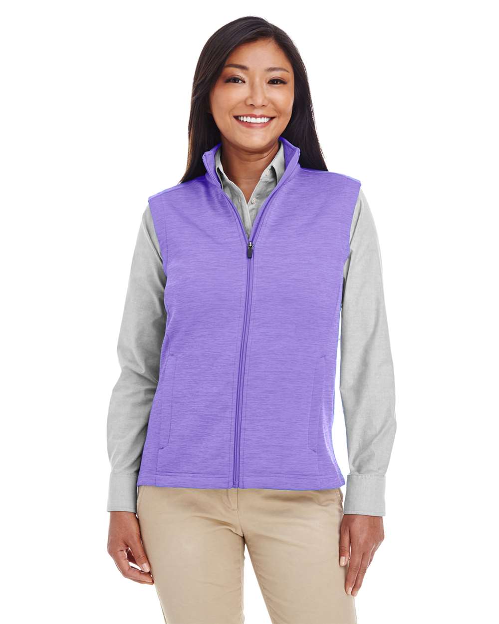 Women's Newbury Mélange Fleece Vest - OnModelFront - B813B2672 - Grape Heather