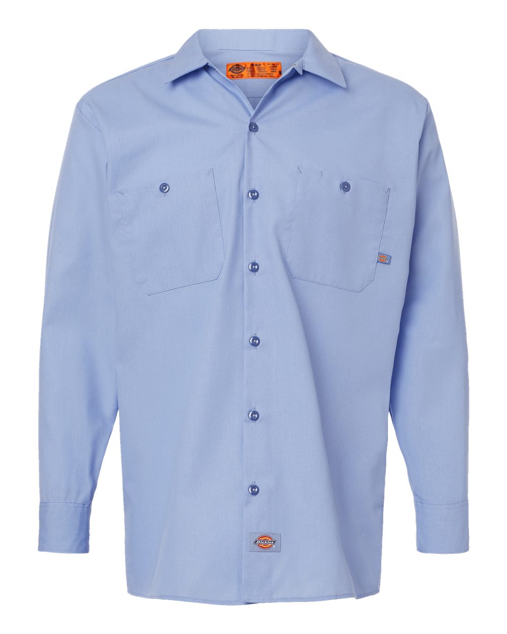 Men's Industrial Long Sleeve Work Shirt - Front - B09830253 - Light Blue