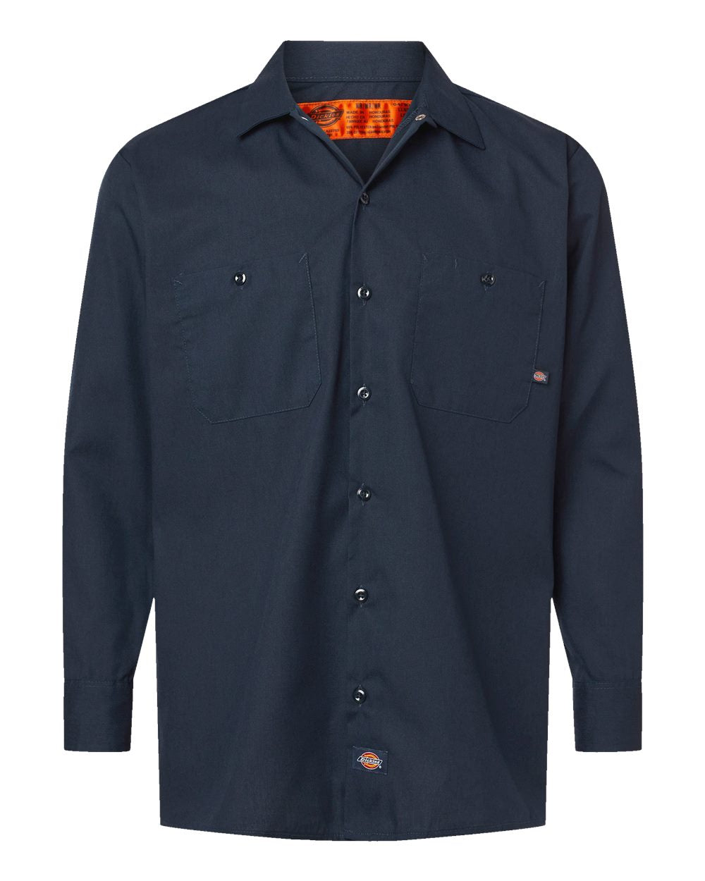 Men's Industrial Long Sleeve Work Shirt - Front - B09830863 - Dark Navy