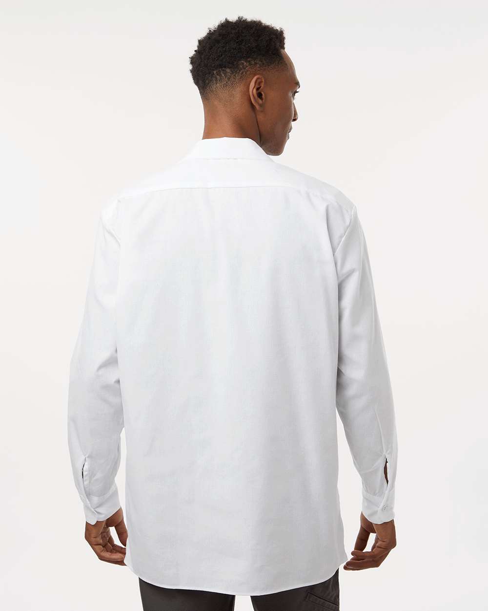 Men's Industrial Long Sleeve Work Shirt - OnModelBack - B09830003 - White