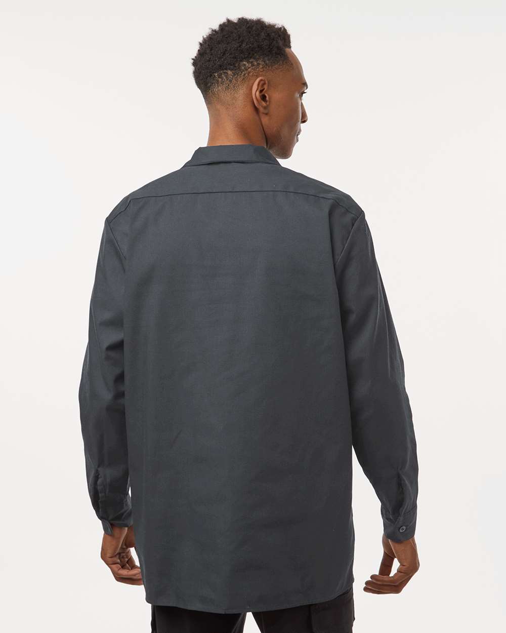 Men's Industrial Long Sleeve Work Shirt - OnModelBack - B09830093 - Dark Charcoal