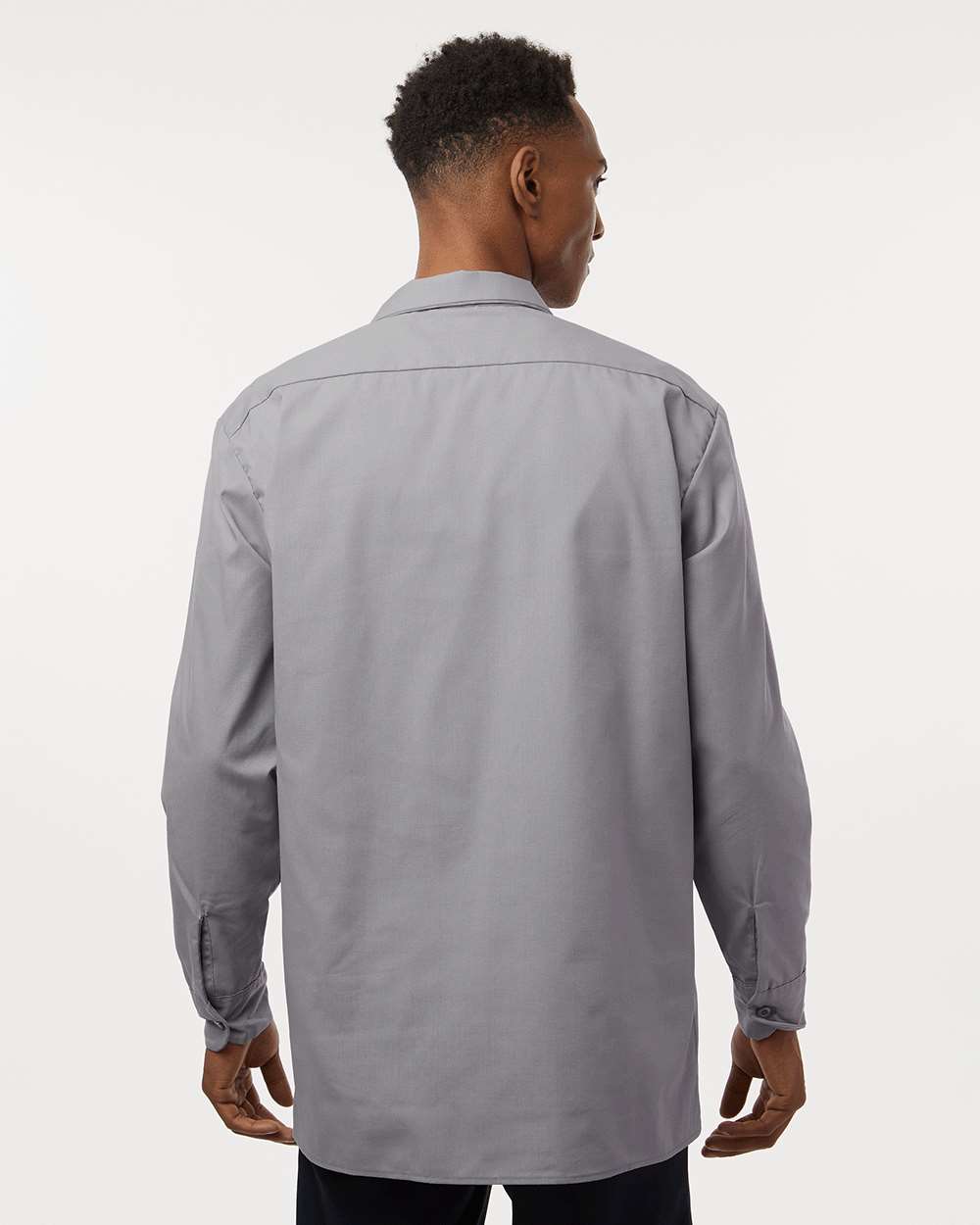 Men's Industrial Long Sleeve Work Shirt - OnModelBack - B09830133 - Graphite Grey