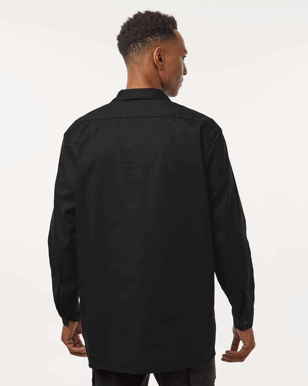 Men's Industrial Long Sleeve Work Shirt - OnModelBack - B09830503 - Black