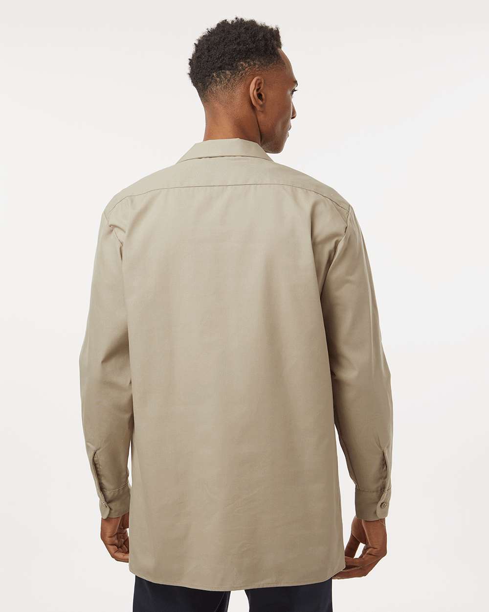 Men's Industrial Long Sleeve Work Shirt - OnModelBack - B09830733 - Desert Sand