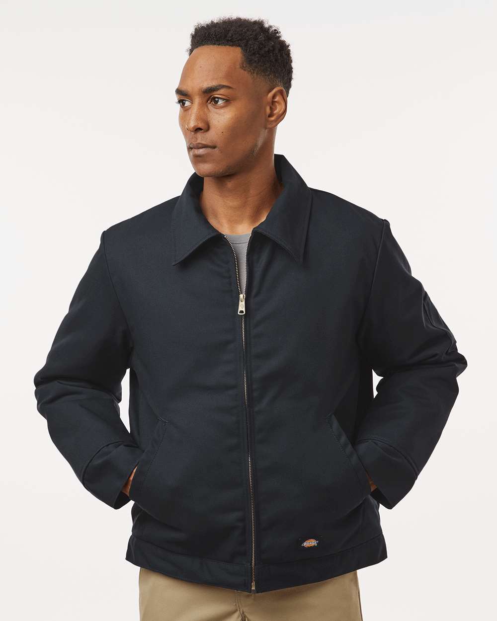 Unisex Insulated Industrial Eisenhower Jacket - OnModelFront - B22730503 - Black