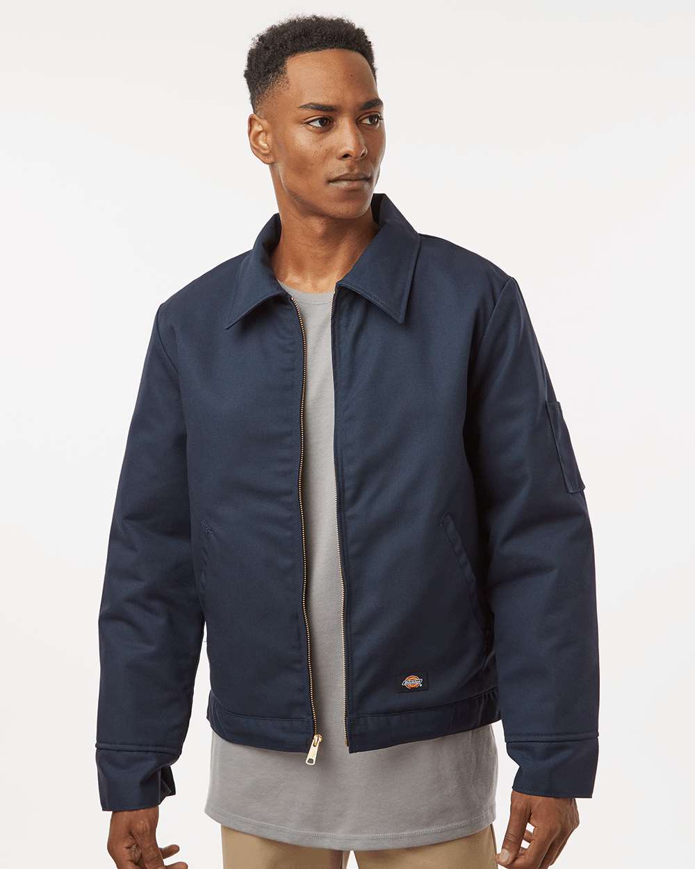 Unisex Insulated Industrial Eisenhower Jacket - OnModelFront - B22730863 - Dark Navy