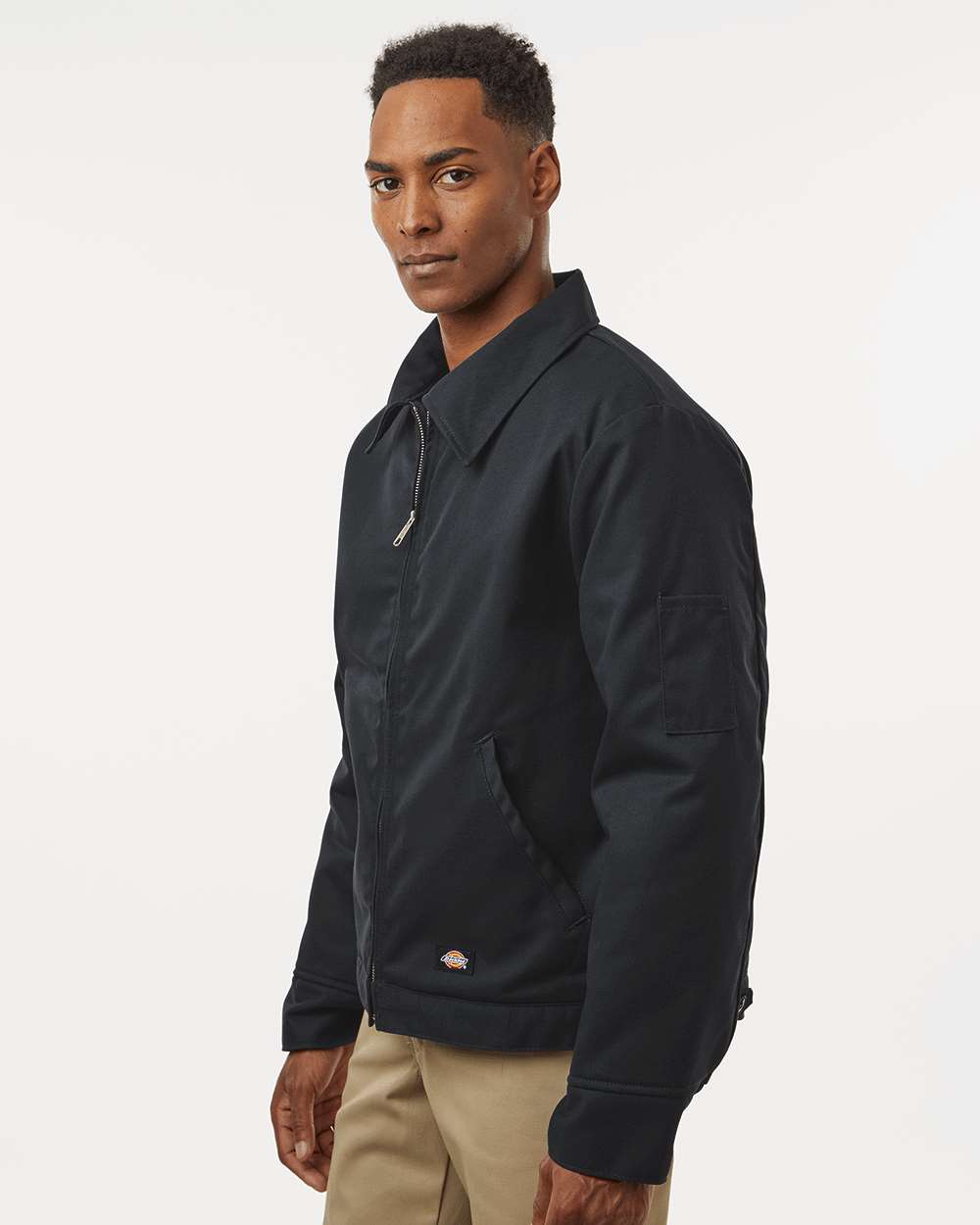 Unisex Insulated Industrial Eisenhower Jacket - OnModelSide - B22730503 - Black