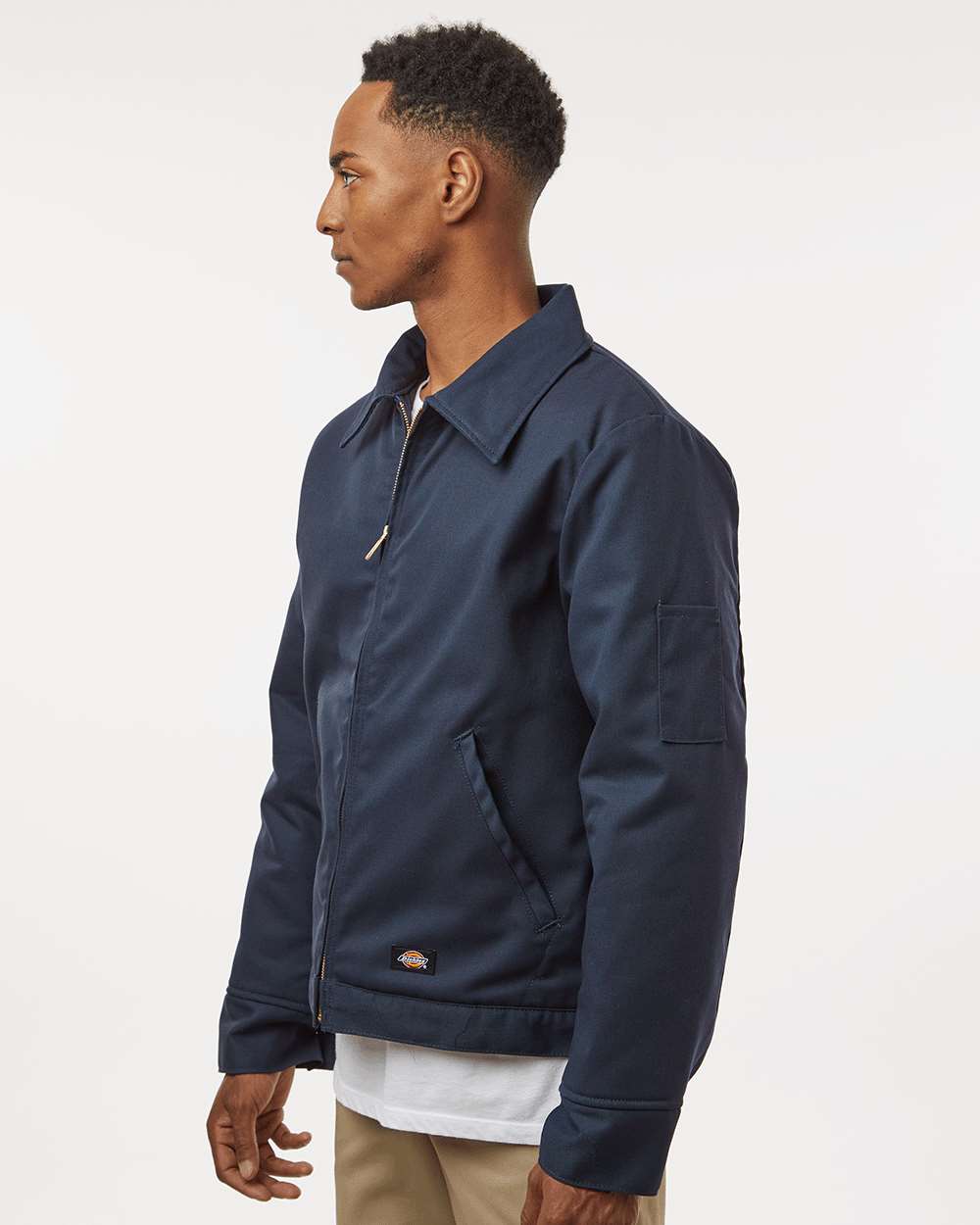 Unisex Insulated Industrial Eisenhower Jacket - OnModelSide - B22730863 - Dark Navy