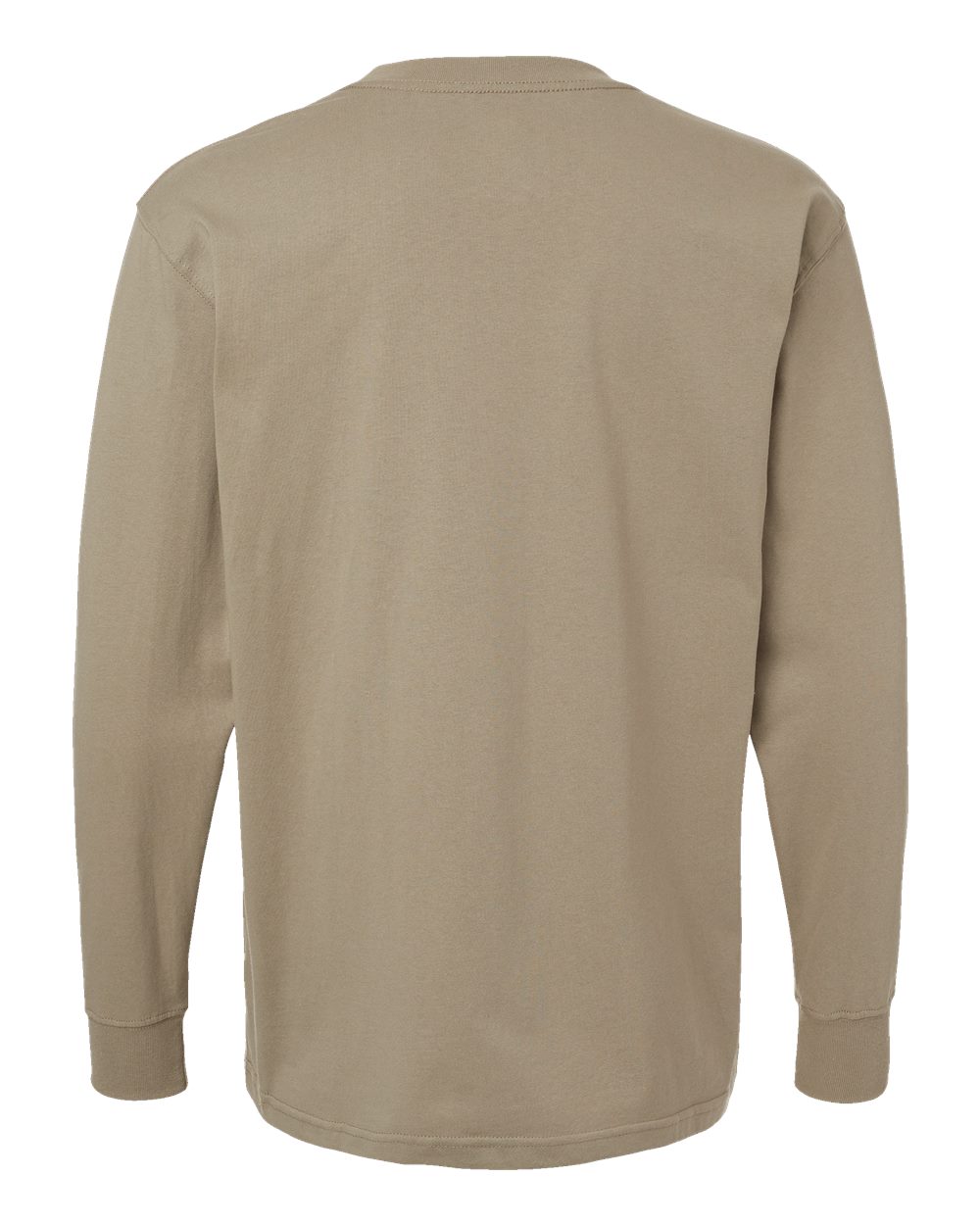 Men's Traditional Heavyweight Long Sleeve T-Shirt - Back - B08130733 - Desert Sand