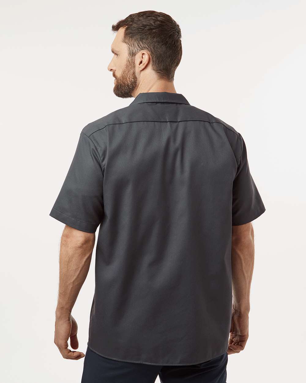 Men's Short Sleeve Work Shirt - OnModelBack - B61630093 - Charcoal