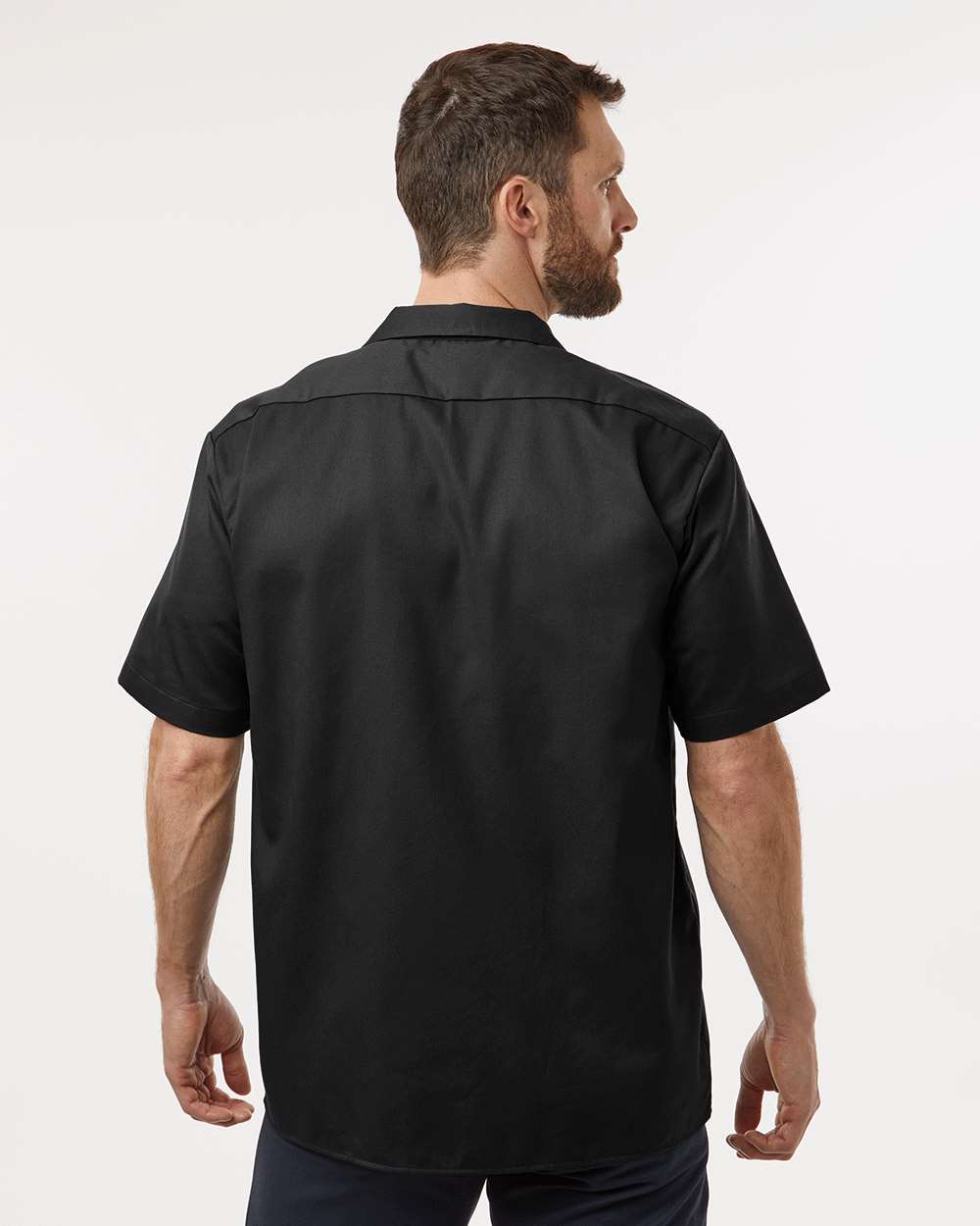 Men's Short Sleeve Work Shirt - OnModelBack - B61630503 - Black