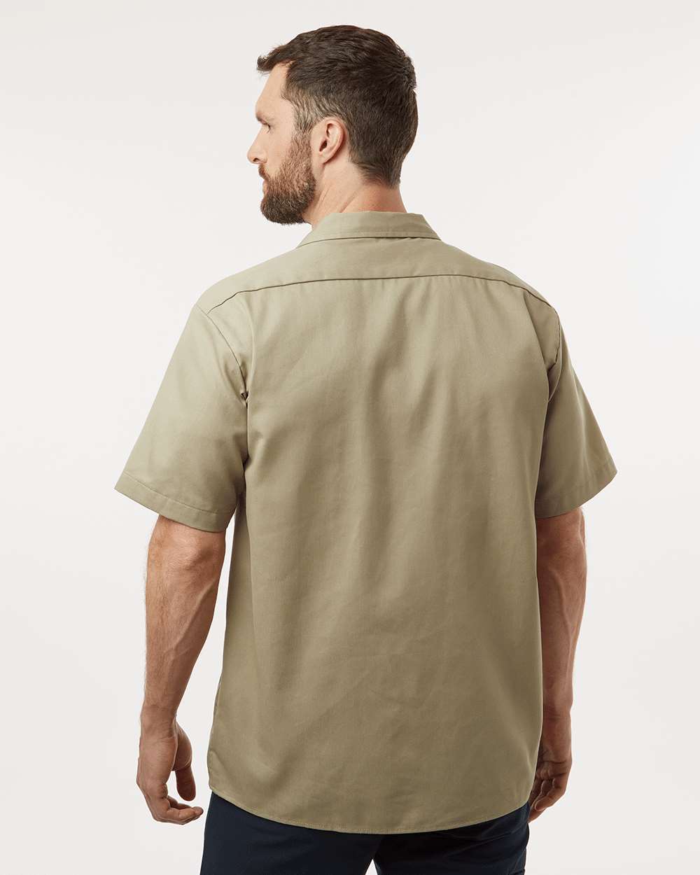 Men's Short Sleeve Work Shirt - OnModelBack - B61630773 - Khaki