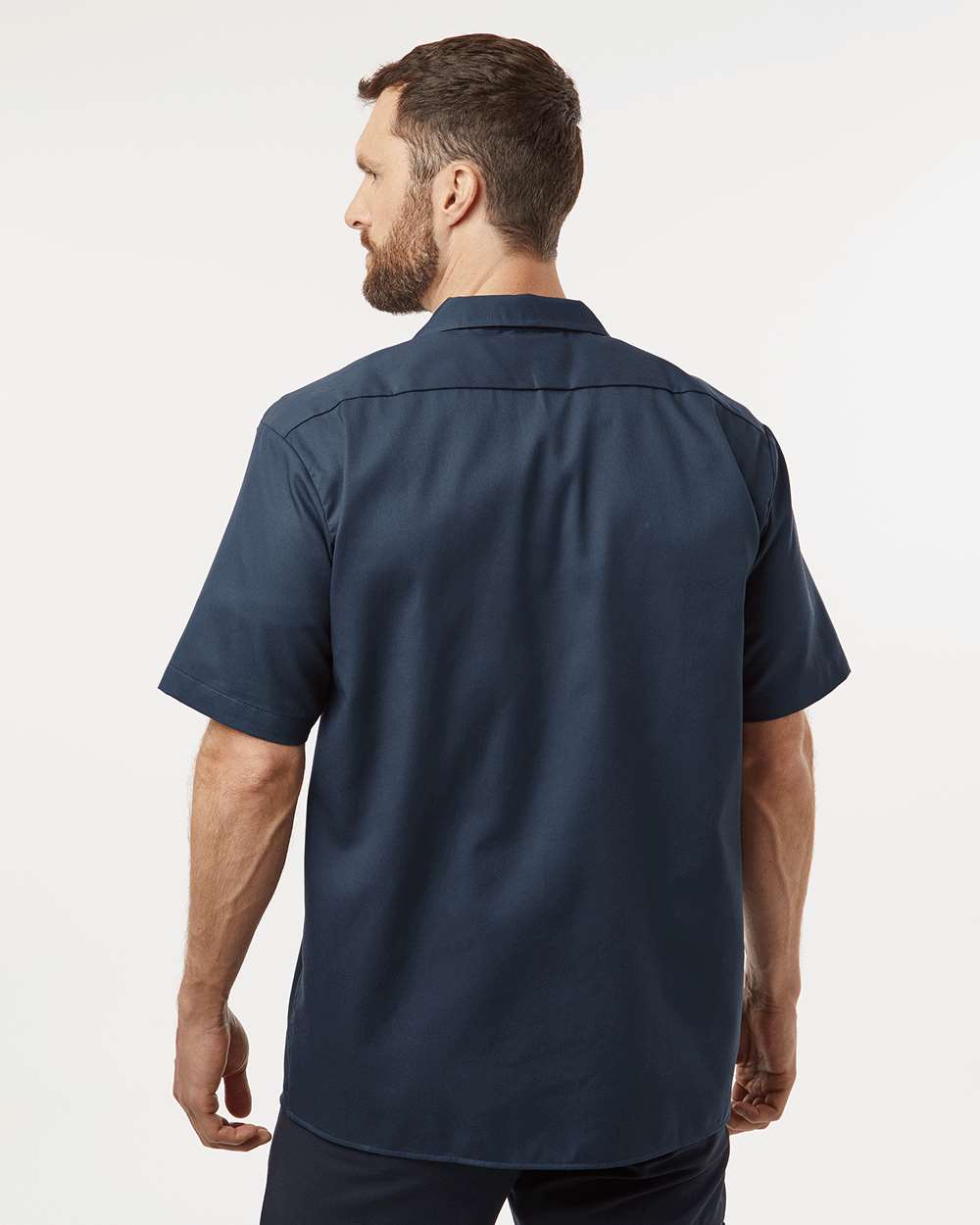 Men's Short Sleeve Work Shirt - OnModelBack - B61630863 - Dark Navy