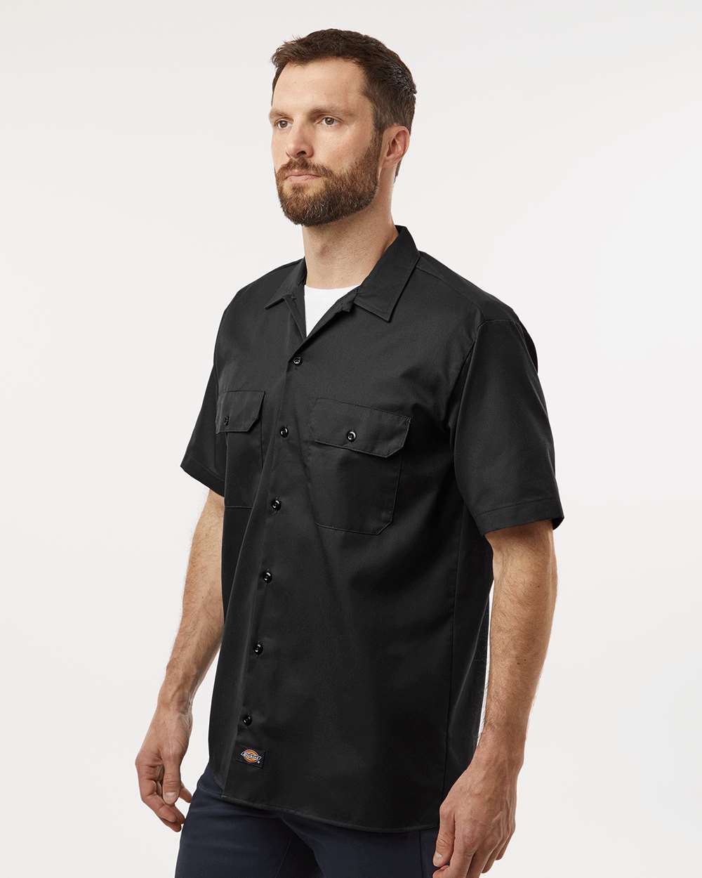 Men's Short Sleeve Work Shirt - OnModelSide - B61630503 - Black