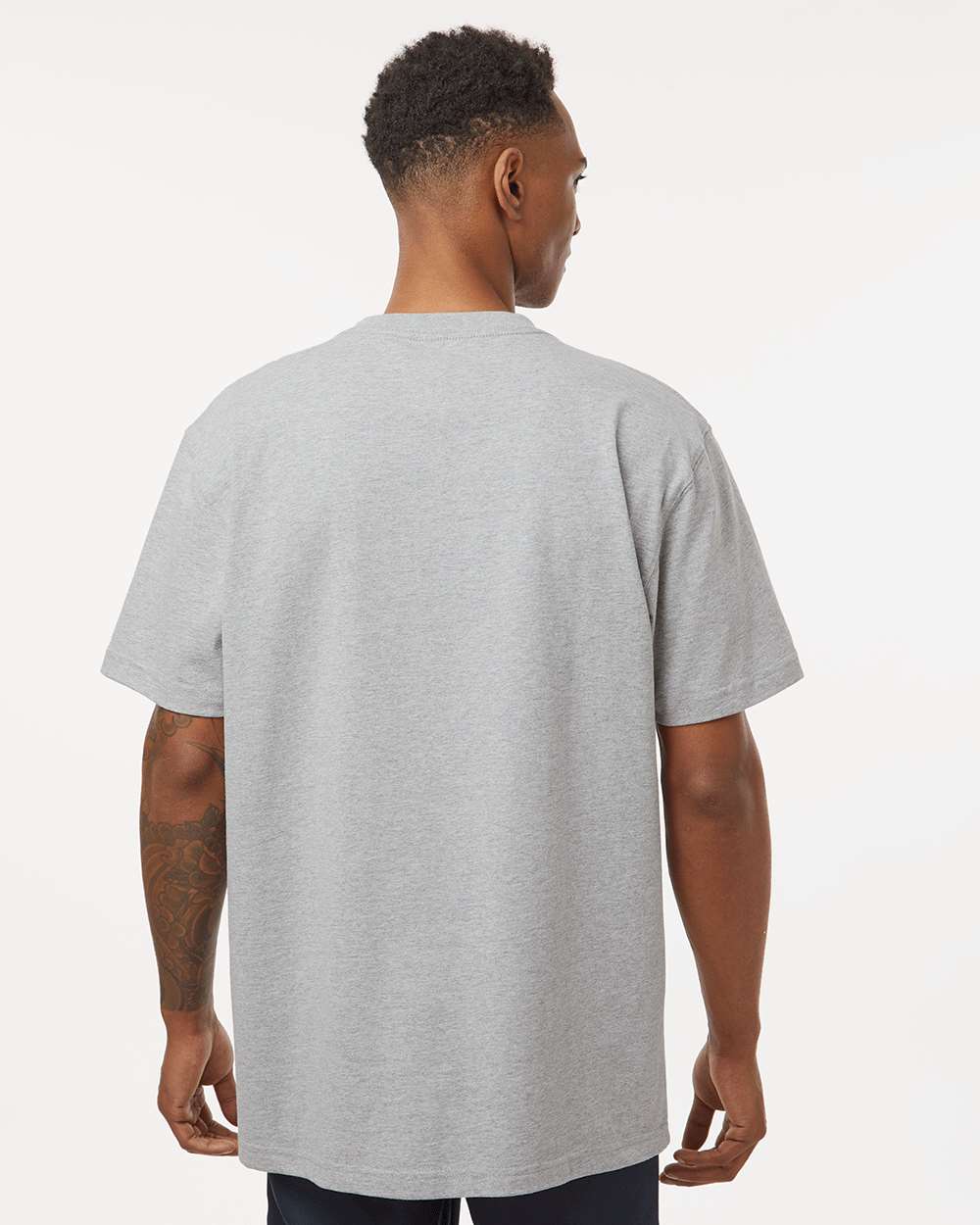 Men's Traditional Heavyweight T-Shirt - OnModelBack - B64130583 - Heather Grey